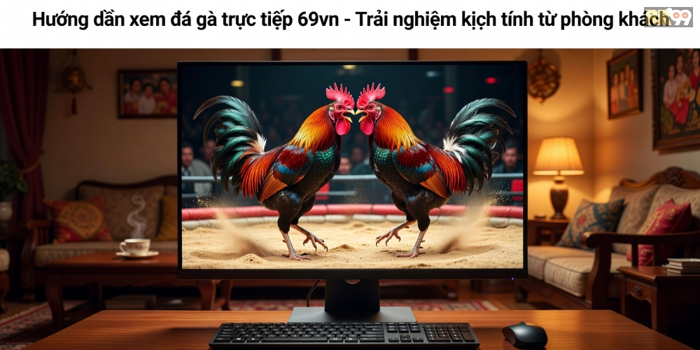 Minh họa khái niệm xem đá gà trực tiếp qua nền tảng 69vn với giao diện streaming hiện đại